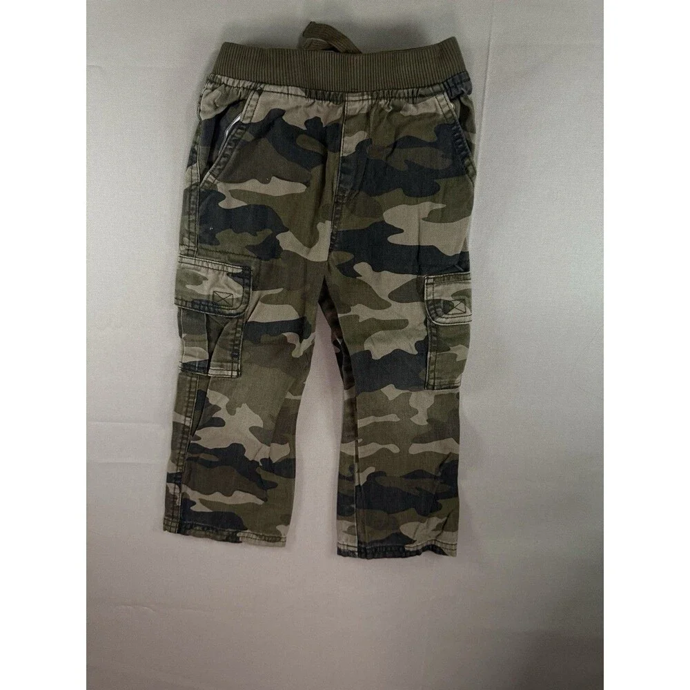Children's Place Boys Pants Drawstring Pull On Camouflage Green Size 3T